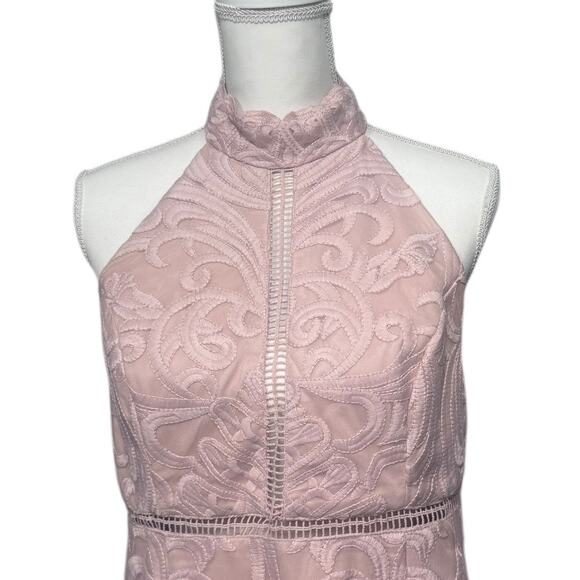 Bardot Hana Lace Halter Cocktail Dress in Soft Pink - Size L (10) - Picture 5 of 7